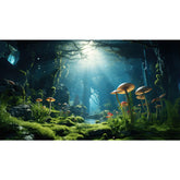 Riivvdise forest mushroom aquarium background adds depth for engaging fish tank scenes.