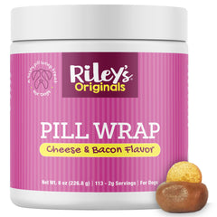 Riley's Pill Wrap cheese-bacon paste in a jar for easy pill disguising