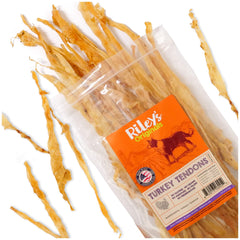 Riley's Turkey Tendons dog treats in packaging highlight USA-made single-ingredient chews