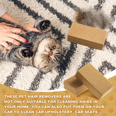 RimCereal pet hair remover sponge in use on furniture for hair removal.