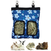 RIOUSSI guinea pig hay feeder in blueflower hanging design keeps hay tidy.