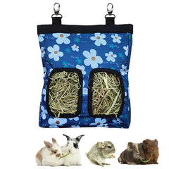 RIOUSSI guinea pig hay feeder in blueflower hanging design keeps hay tidy.