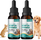 RiRywony Health 2-pack hemp oil bottle pour showing the product in use for calm and mobility.