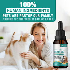 RiRywony Health pet eating food with hemp oil for easy daily care.