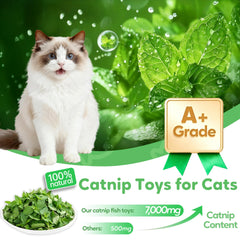 Rishoesu Catnip Toy Saury Fish close-up showing soft plush and durable stitching