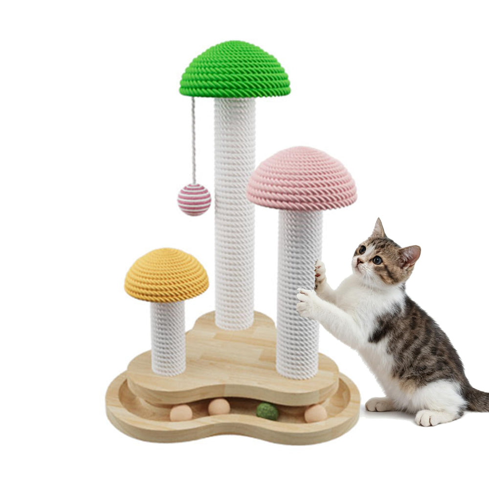 Riyotsu mushroom cat scratcher base: sturdy foundation for natural scratching and furniture protection.