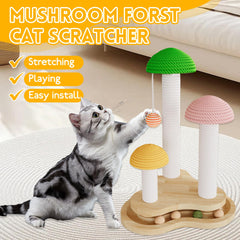 Riyotsu mushroom cat scratcher post: durable sisal post supports healthy claws and daily play.