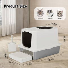 RIZZARI stainless steel cat box beige top view shows spacious interior.