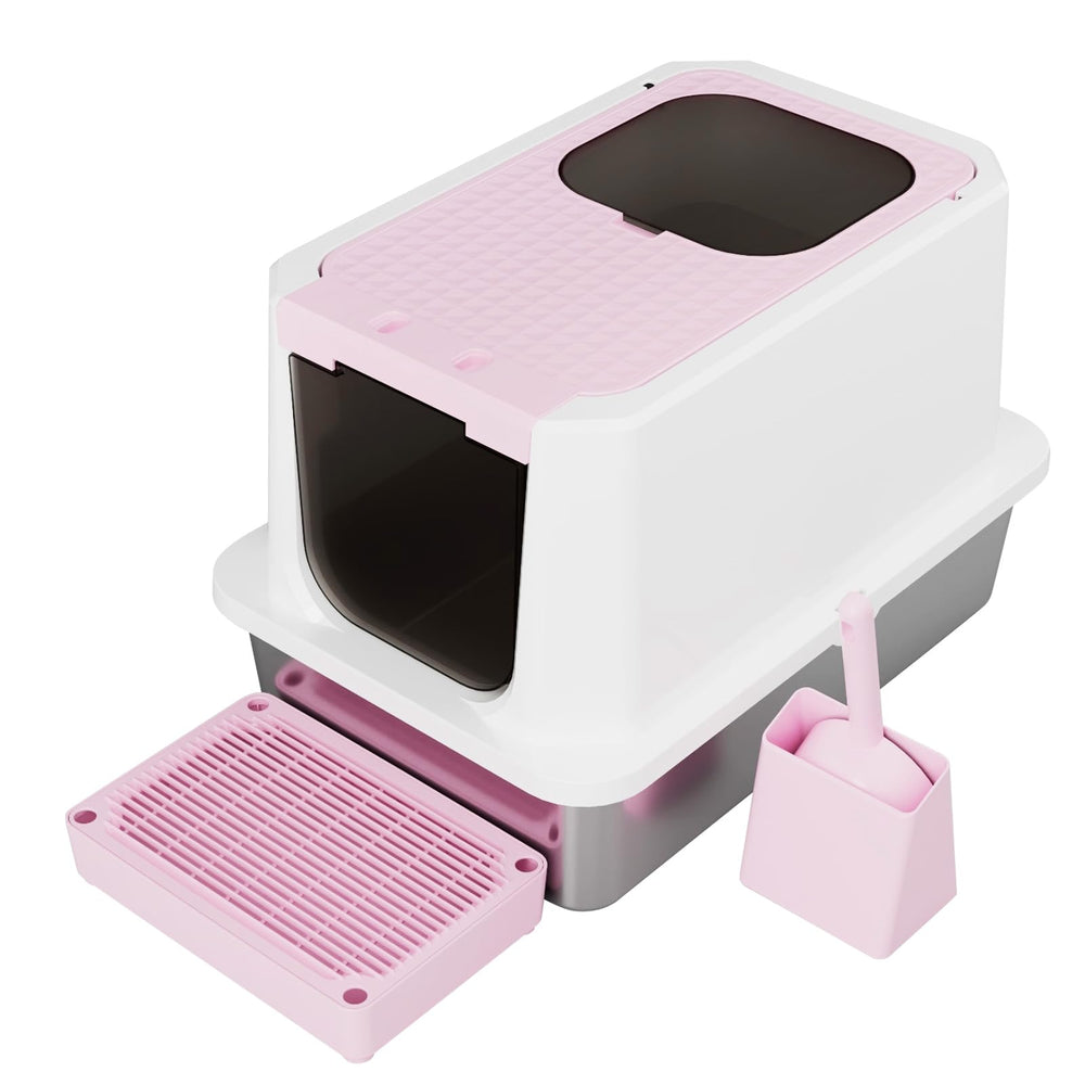 RIZZARI enclosed litter box top-entry reduces mess in busy homes