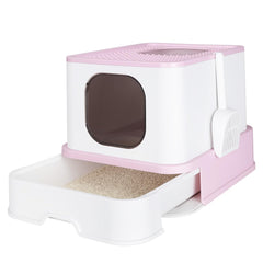 RIZZARI foldable cat litter box pink folded for space-saving storage