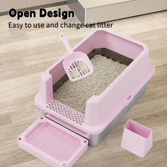 RIZZARI raised-wall design demonstrates leakage prevention and reduced litter spray.