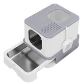 RIZZARI stainless-steel cat litter box top-entry highlighting large interior for big cats and privacy