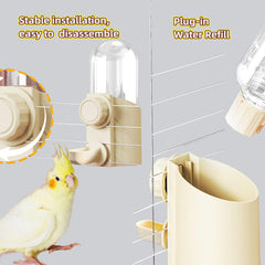 Rliguanrui easy-installation bottle snaps onto cage bars at eye level.
