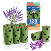 RMancipate Green Dog Poo Bags Lavender packaging shows eco-friendly materials and lavender scent.