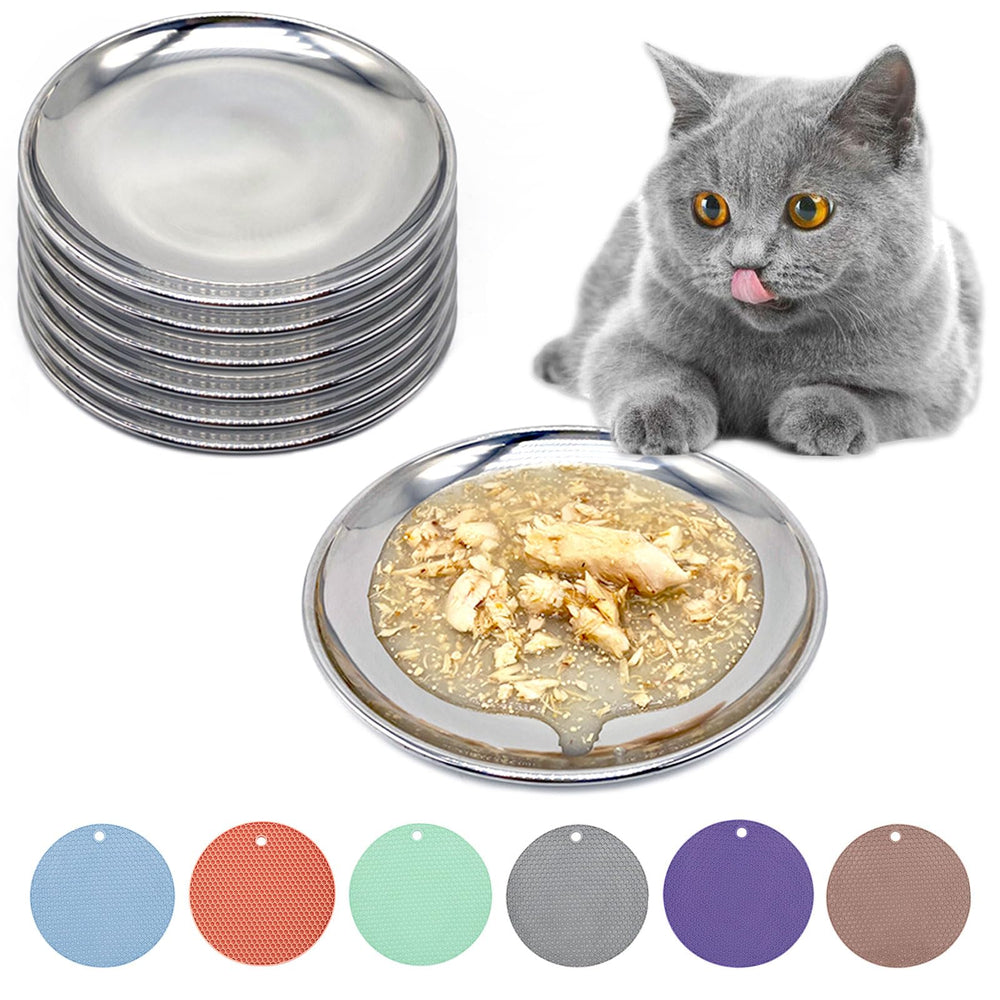 RMNHPTK cat dishes: stainless steel shallow bowls for whisker-free meals