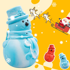 Rmolitty blue snowman toy with squeaker for interactive chewing.