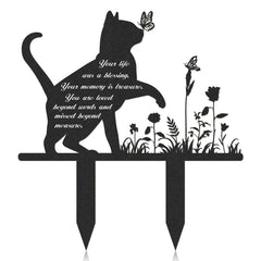 Rngmsi memorial cat grave marker featuring butterflies in bloom for outdoor remembrance.