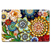 Rnivvi dog food mat with floral mandala design protects floors from spills.