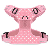 Rnivvi No Pull Harness pink hearts front clip for secure, daily walks