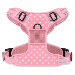 Rnivvi No Pull Harness pink hearts front clip for secure, daily walks