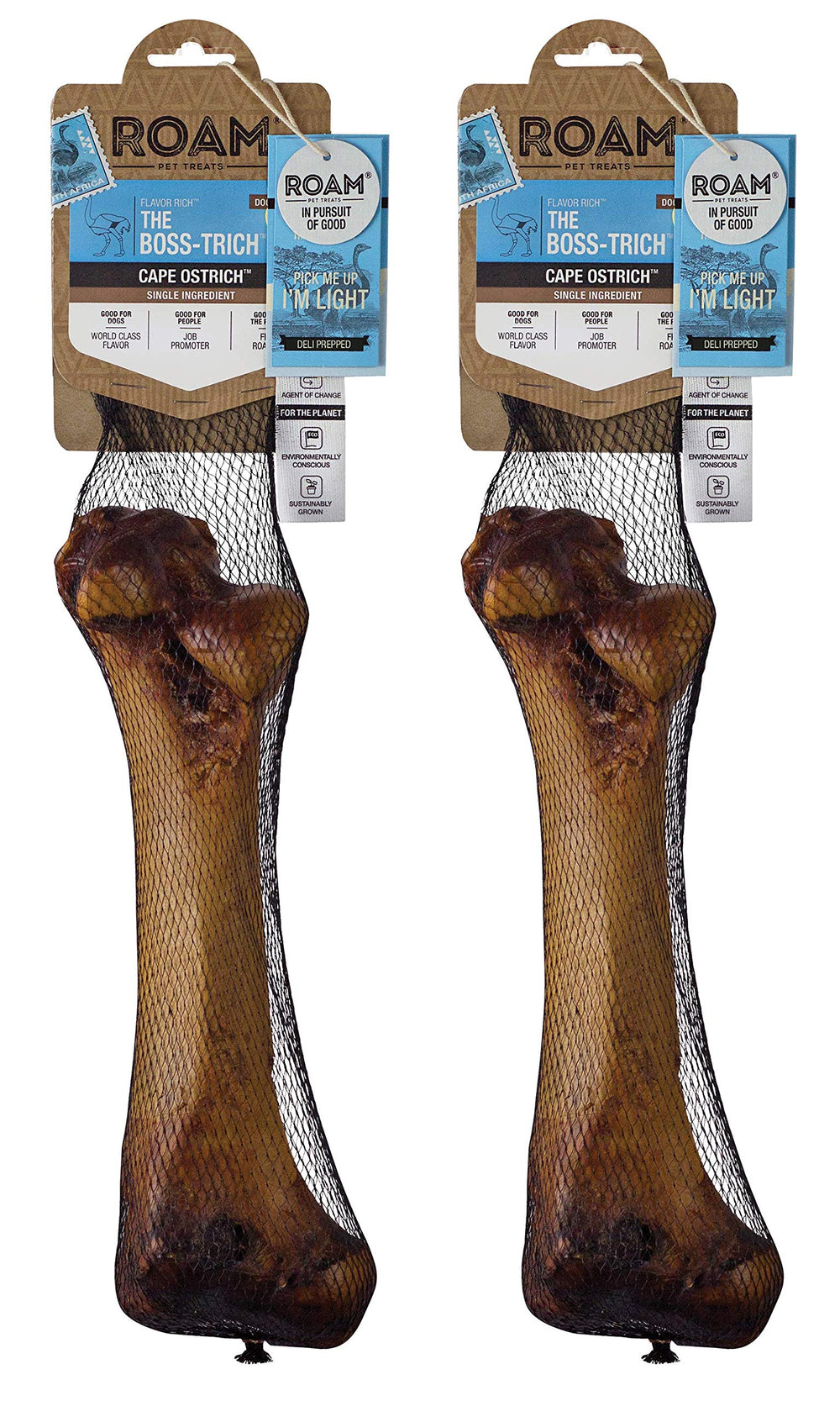 ROAM ostrich bone dog chew long-lasting for medium and large breeds.