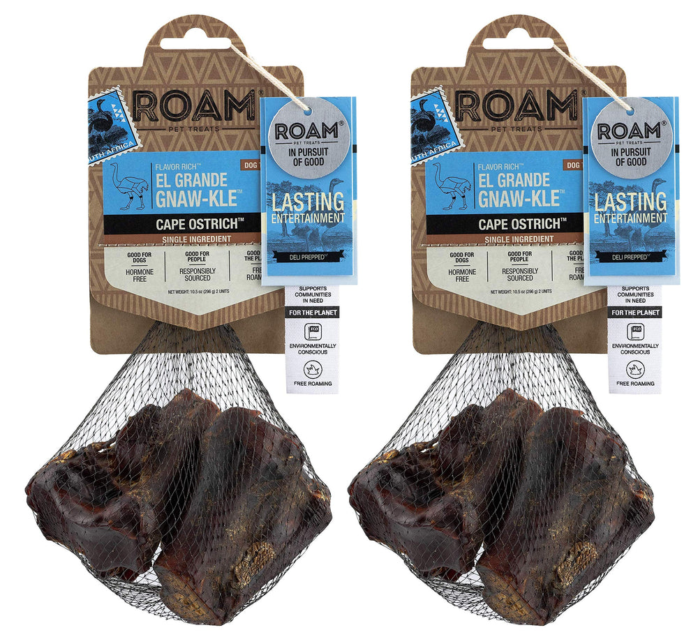 ROAM ostrich bone pack-2: durable chew for small to medium dogs