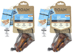 ROAM ostrich dog chew bag showing packaging long-lasting treat for small and medium dogs