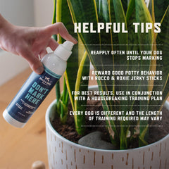 Rocco & Roxie Don't Mark Here used during puppy training to guide where not to pee.