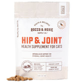 Rocco & Roxie senior cat joint chews chicken flavor for mobility support.