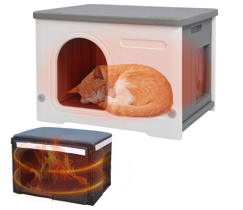 Rockever cat house exterior view highlights weatherproof durability for outdoor cats