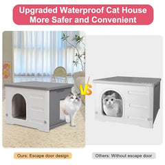 Rockever cat house weatherproof outer shell keeps interiors dry in rain or dew.