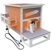 Rockever heated cat house outdoor winter spacious interior for 1-2 cats