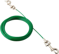 Rocky Mountain Goods dog tie out cable showing four swivel points to reduce tangling.