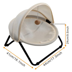 ROGSOUTH toy-canopy cat bed enhances engagement with a hanging ball.