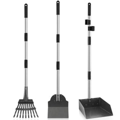 ROIUBPO long-handle pooper scooper extends reach for easy yard cleanup