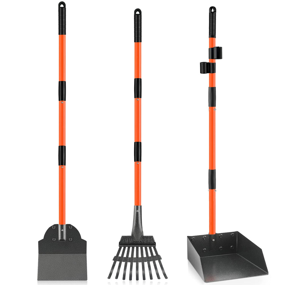 ROIUBPO pooper scooper with detachable long-handle enables easier yard cleanup