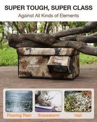 Elevated design keeps outdoor cats dry and comfortable in Rolimate shelter.