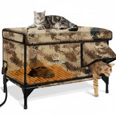 Rolimate Indestructible XL Heated Cat House front view shows rugged outdoor shelter with warmth and safety.