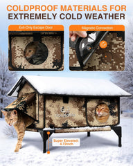 Rolimate insulated cat house delivers warm shelter for feral barn cats in winter.