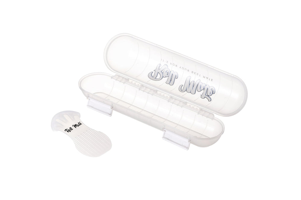 Roll Mate small storage container with cutter keeps portions tidy for quick feedings.