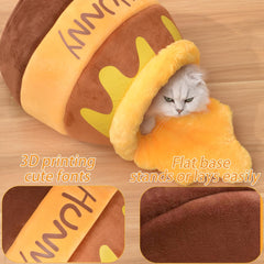 Romaneco Honey Pot Cat Cave Bed fabric detail — rebound sponge supports restful sleep.