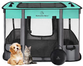 ROMANTIC BEAR dog playpen folded case shows portable design for travel and storage