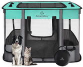 ROMANTIC BEAR dog playpen folded compactly for travel and storage.