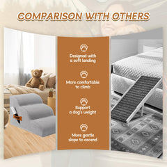 ROMROL dog stairs 4-step configuration demonstrates versatile height options