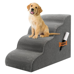 ROMROL dog stairs 4-step gray offers safe access to beds and couches.