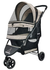 ROODO 3-wheel pet stroller front view with quick-assembly design and stable ride.