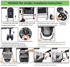 ROODO pet stroller storage basket highlights convenient space for supplies on walks