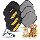 Rorodog Magic Brush Gloves hero shot showing quick pet hair removal on fabrics.