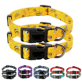 RoseYouth two-piece dog collars with yellow bees pattern for small dogs, stylish daily wear.
