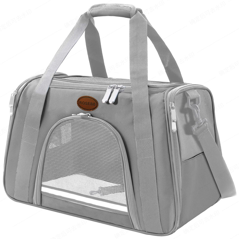 ROSEBB cat carrier grey front view for safe hands-free travel